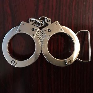 Stainless Steel Handcuffs & Chain Belt Buckle!